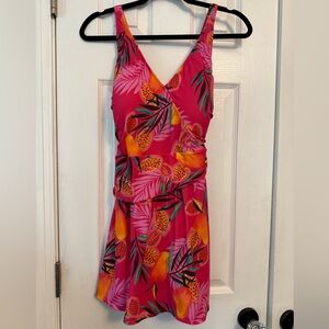 Denim&Co Pink Tropical One Piece Swimsuit